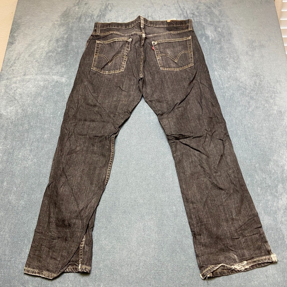 VTG Levi's 514 Slim Straight Jeans Mens 36x32 Black Denim Dark Wash Streetwear